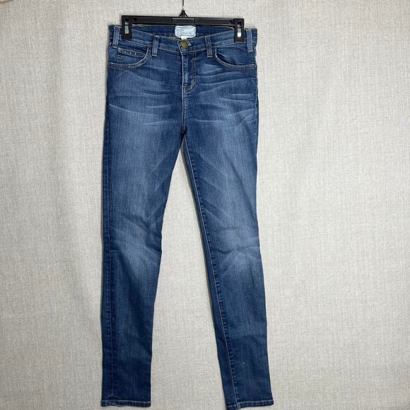 Current/Elliott Skinny Jeans Size 0 Dark Blue Denim Mid Rise Minimalist Capsule - Picture 1 of 4